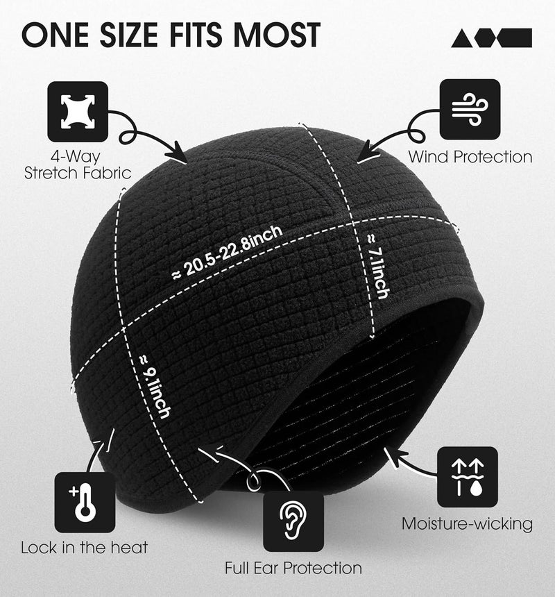 SUNMECI Winter Thermal Helmet Liner Skull Cap, Fleece Lined Warm Cycling Cap Ski Beanie for Men Women - Image 3